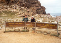 Us, posing at the Cape of Good Hope sign